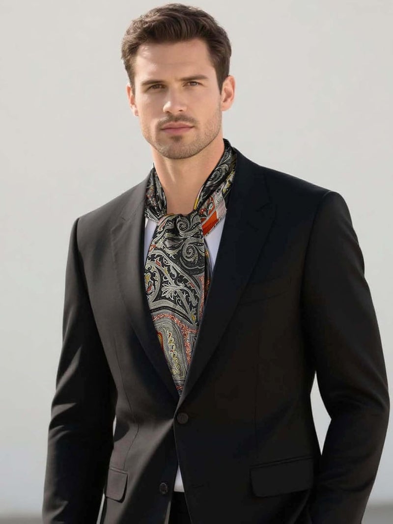 GERINLY Silk Feel Long Scarf for Men, Lightweight Business Dress Shawl Wraps Gentlemen, European Style Suit Scarves - Image 5